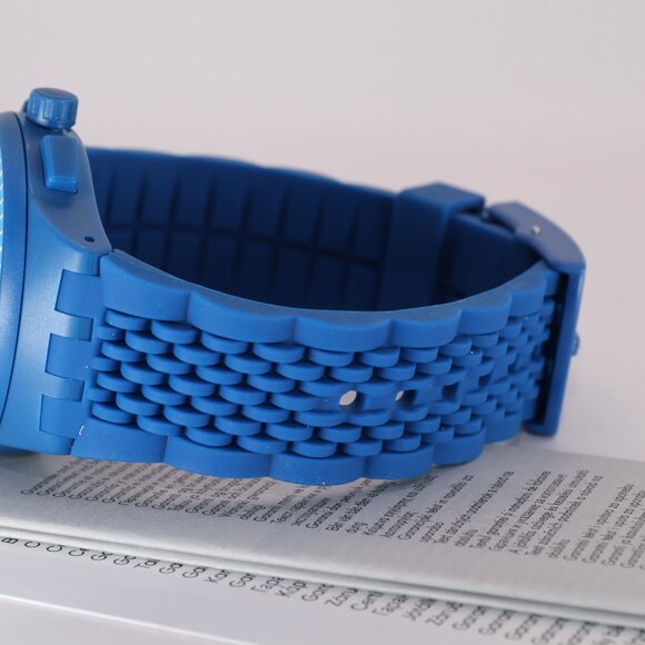 Swiss Limited Rare Swatch Chronograph Plastic Susn415 Triple Blu New 42MM Blue - Picture 10 of 10